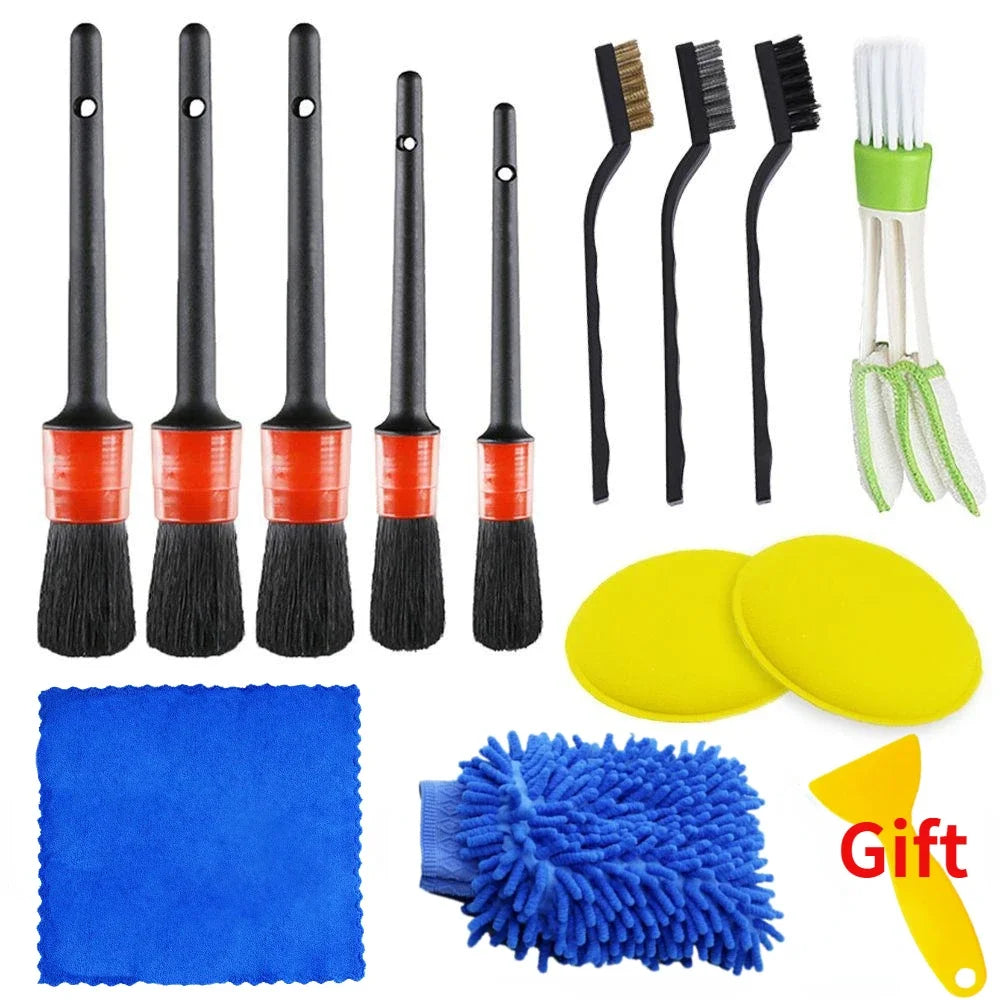 ZOPOSON Professional Car Cleaning Kit: Drill Scrubber, Detailing Brushes, Air Conditioner Vent Tools, Towels, and Polisher