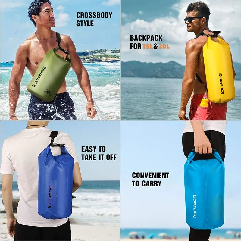 Waterproof Dry Bags for Outdoor Activities - Available in 2/5/10/15/20L Sizes for Swimming, Rafting, Kayaking, and Trekking