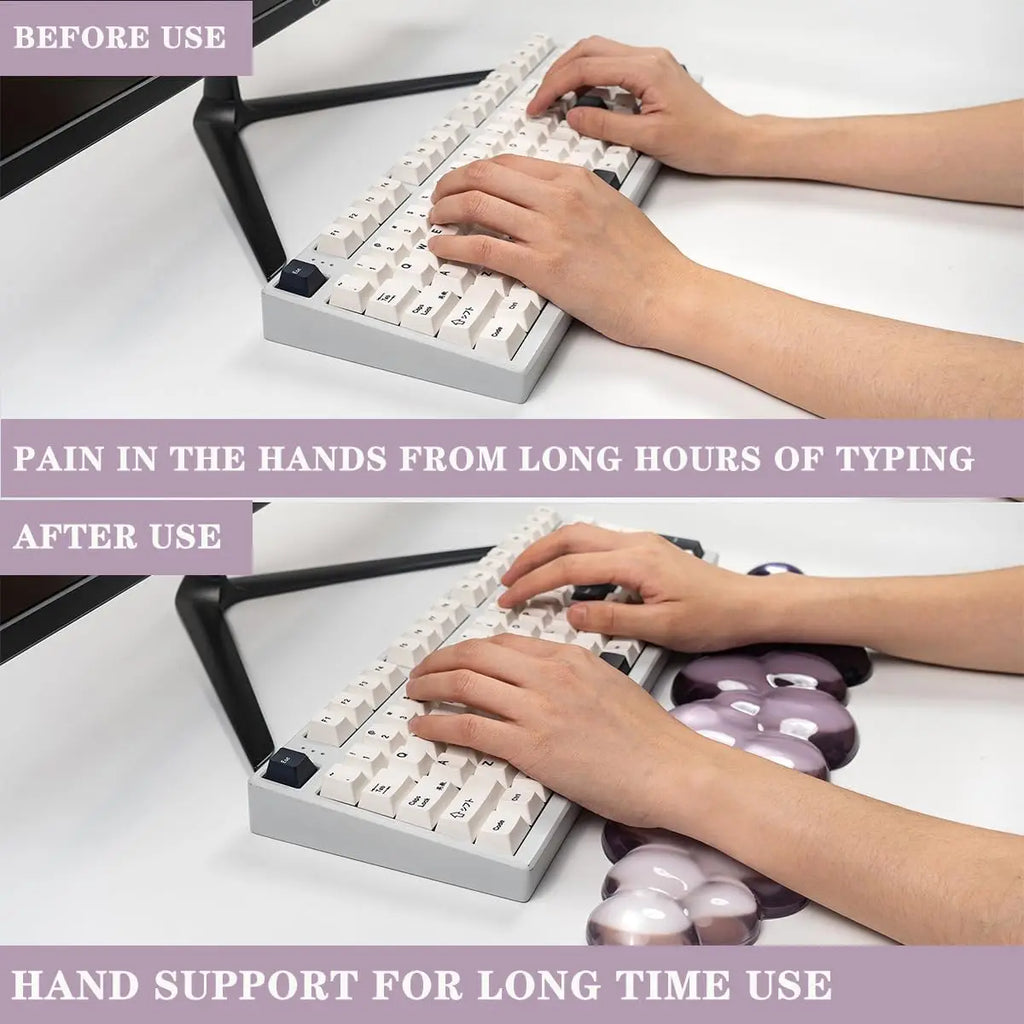 Ergonomic Clear Transparent Silicone Wrist Rest for Keyboard and Mouse - Non-Slip Design