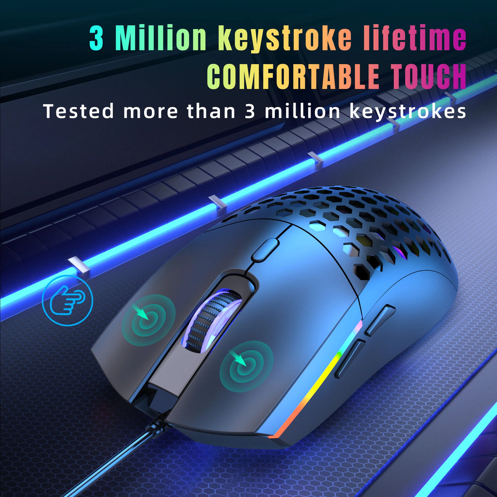 S500 Ergonomic Optical Gaming Mouse - Lightweight Wired USB Mouse for Laptop and Desktop PC